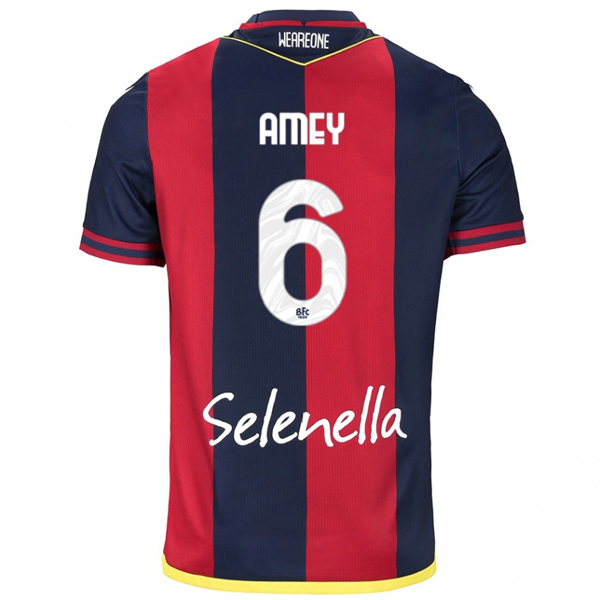 Women Football Wisdom Amey #6 Red Royal Blue Home Jersey 2024/25 T-Shirt