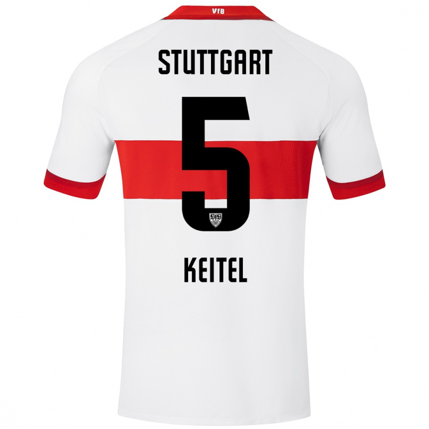 Women Football Yannik Keitel #5 White Red Home Jersey 2024/25 T-Shirt