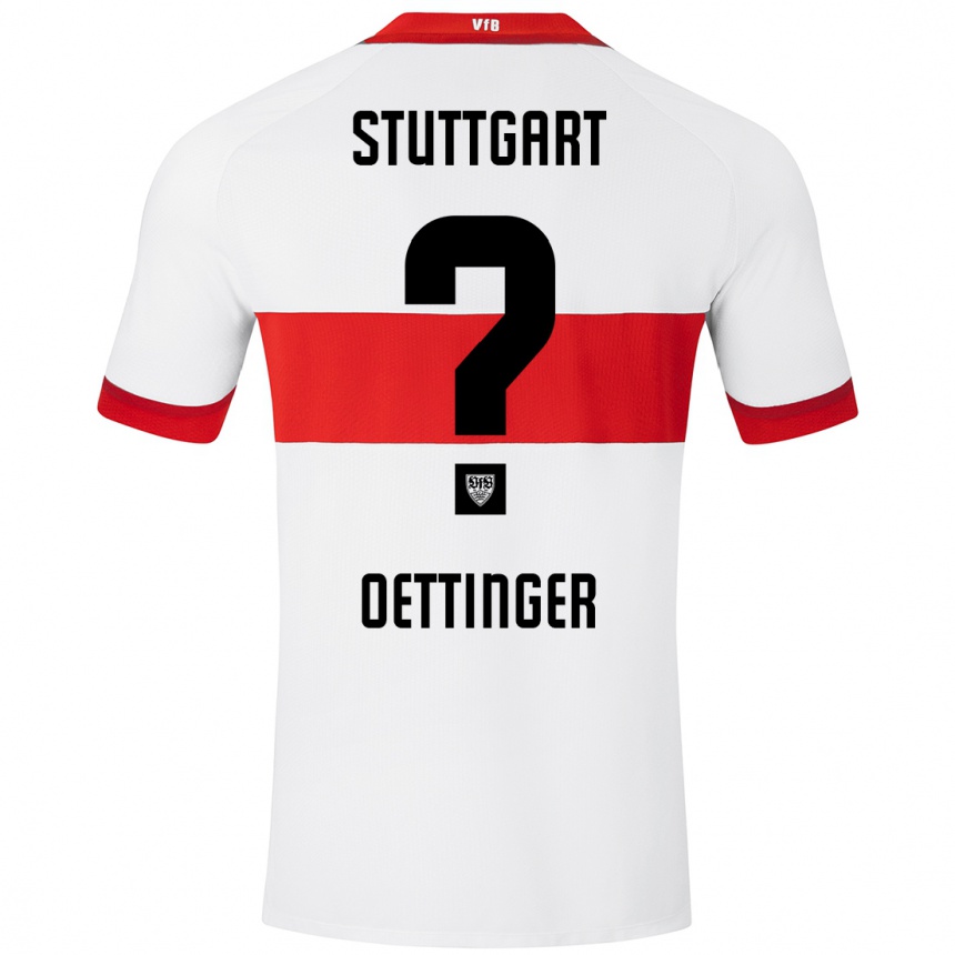 Women Football Jannik Oettinger #0 White Red Home Jersey 2024/25 T-Shirt