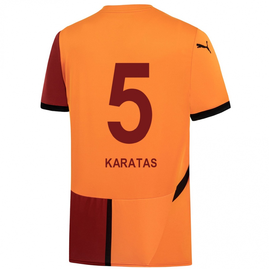 Women Football Eda Karataş #5 Yellow Red Home Jersey 2024/25 T-Shirt