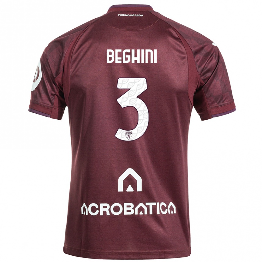 Women Football Giulia Beghini #3 Maroon White Home Jersey 2024/25 T-Shirt