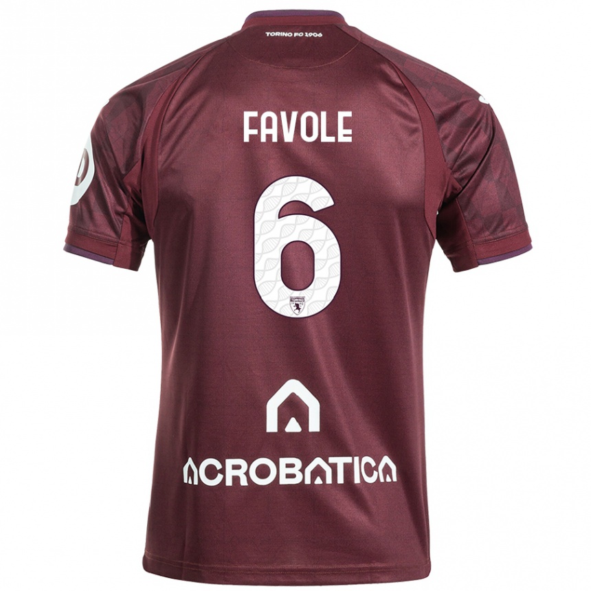 Women Football Stefania Favole #6 Maroon White Home Jersey 2024/25 T-Shirt