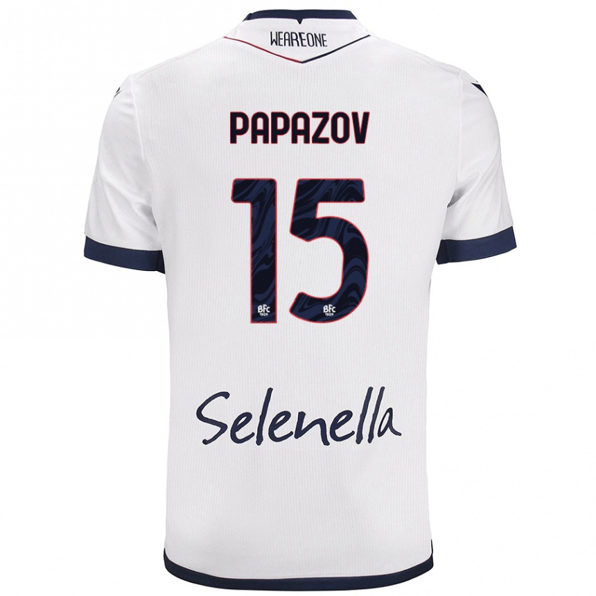 Women Football Dimitar Papazov #15 White Royal Blue Away Jersey 2024/25 T-Shirt