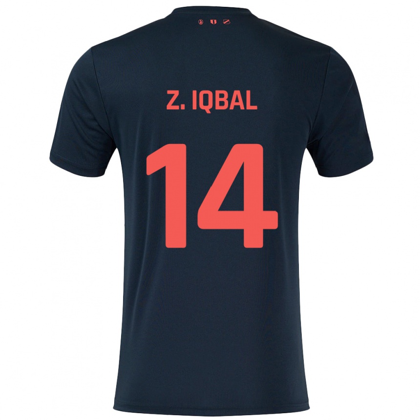 Women Football Zidane Iqbal #14 Black Red Away Jersey 2024/25 T-Shirt