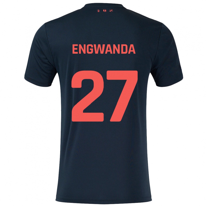 Women Football Alonzo Engwanda #27 Black Red Away Jersey 2024/25 T-Shirt