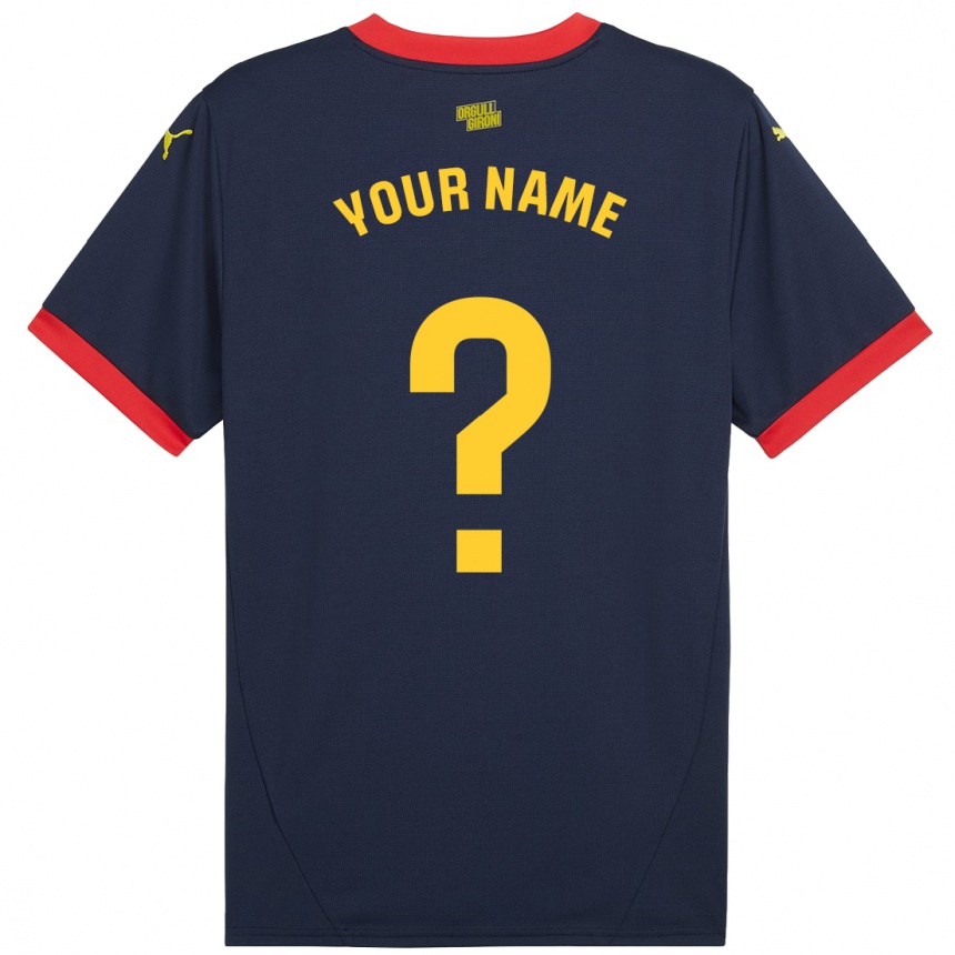 Women Football Your Name #0 Navy Red Away Jersey 2024/25 T-Shirt