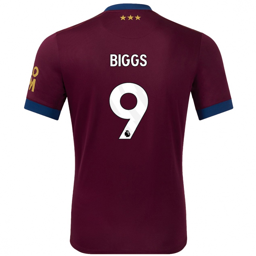 Women Football Maddie Biggs #9 Brown Away Jersey 2024/25 T-Shirt