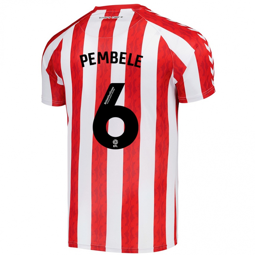 Kids Football Timothée Pembélé #6 Red White Home Jersey 2024/25 T-Shirt