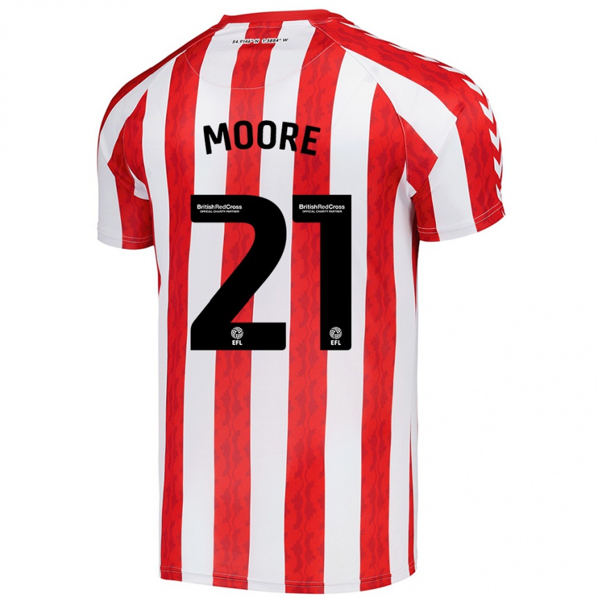 Kids Football Simon Moore #21 Red White Home Jersey 2024/25 T-Shirt