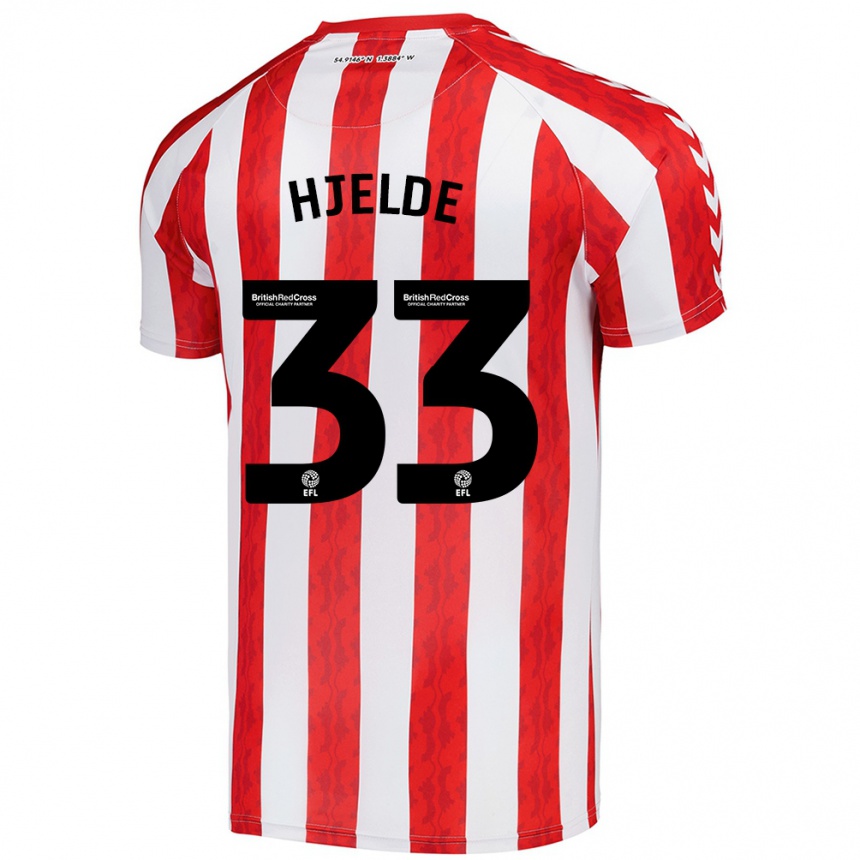 Kids Football Leo Fuhr Hjelde #33 Red White Home Jersey 2024/25 T-Shirt