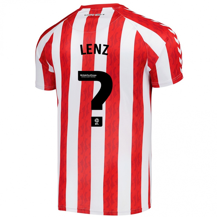 Kids Football Elias Lenz #0 Red White Home Jersey 2024/25 T-Shirt