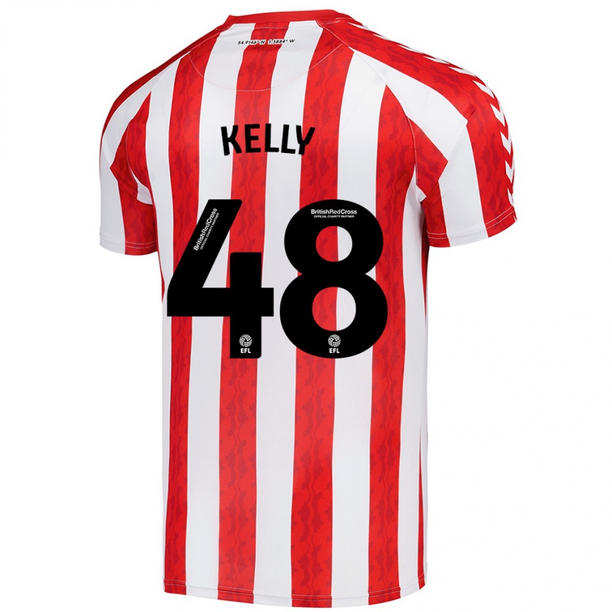 Kids Football Caden Kelly #48 Red White Home Jersey 2024/25 T-Shirt