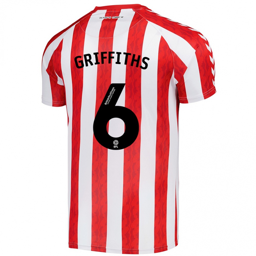 Kids Football Louise Griffiths #6 Red White Home Jersey 2024/25 T-Shirt