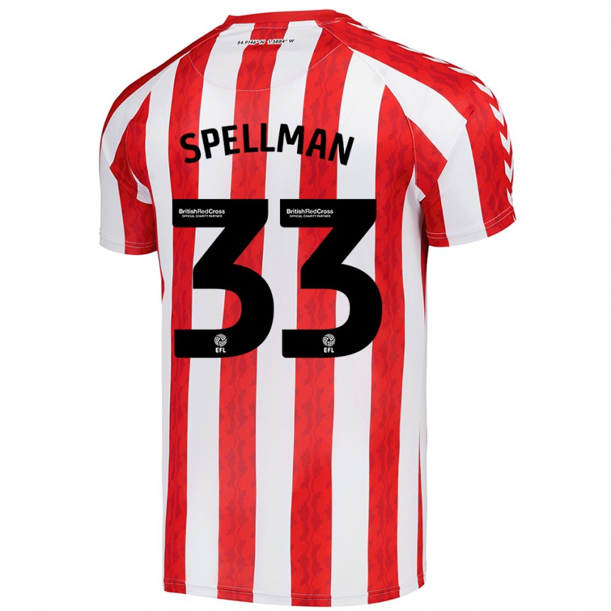 Kids Football Michael Spellman #33 Red White Home Jersey 2024/25 T-Shirt