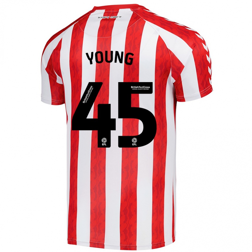 Kids Football Matthew Young #45 Red White Home Jersey 2024/25 T-Shirt