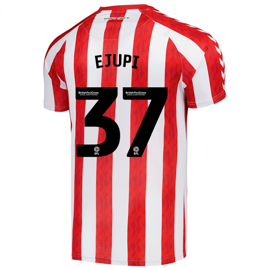 Kids Football Elizabeta Ejupi #37 Red White Home Jersey 2024/25 T-Shirt