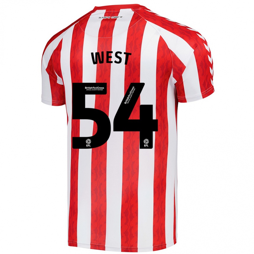 Kids Football Ella West #54 Red White Home Jersey 2024/25 T-Shirt