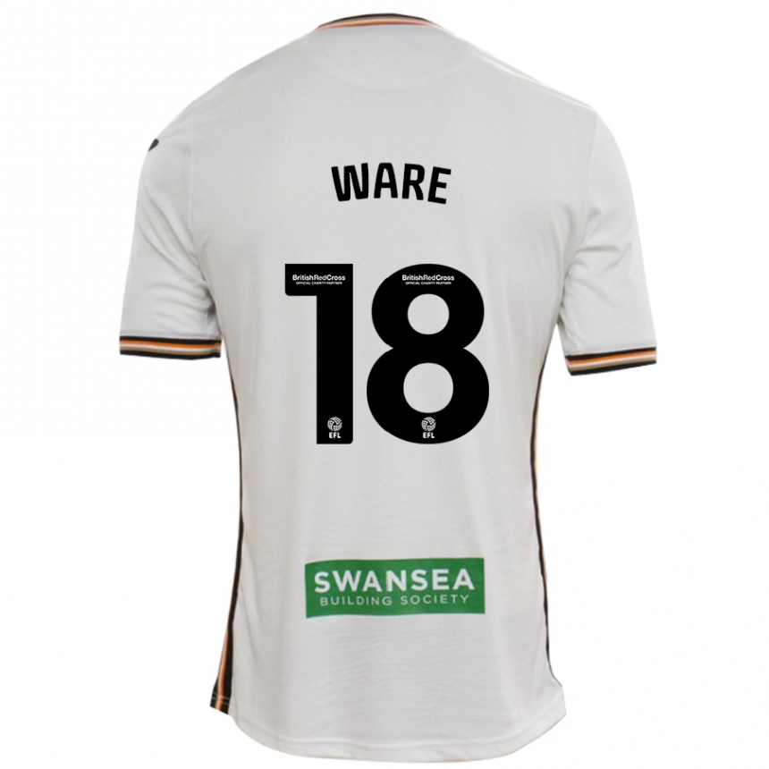 Kids Football Phoebe Ware #18 White Home Jersey 2024/25 T-Shirt