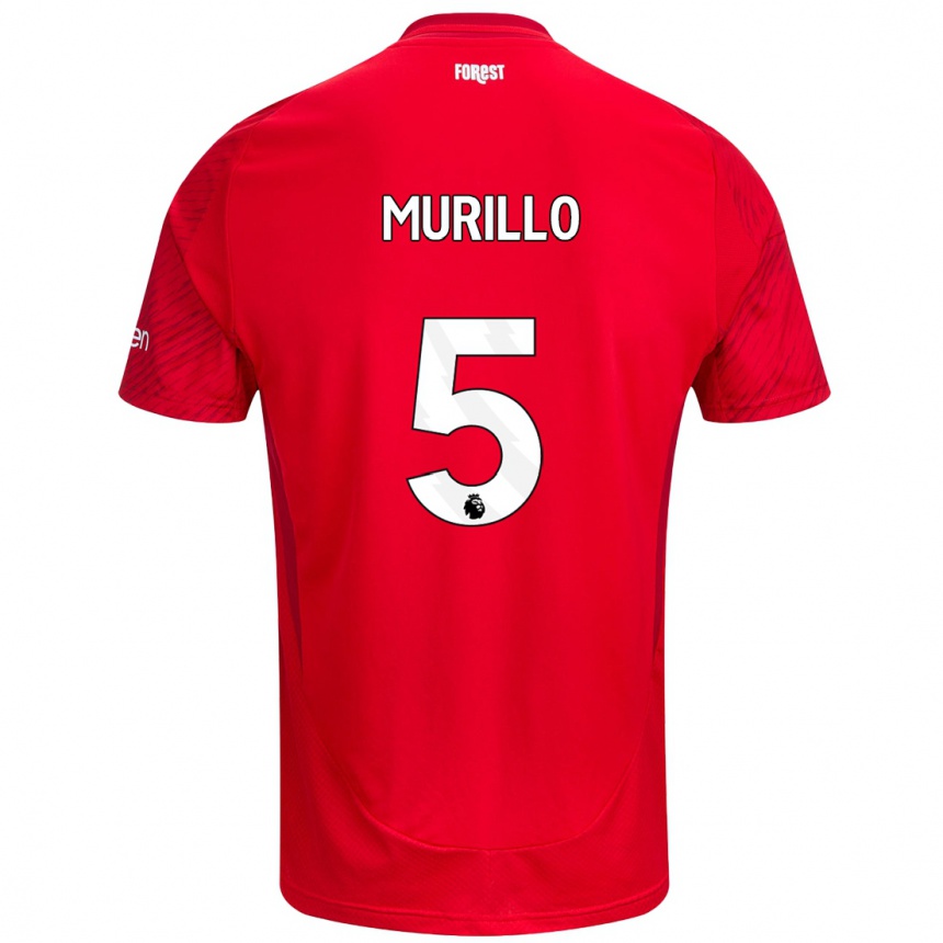 Kids Football Murillo #5 Red White Home Jersey 2024/25 T-Shirt