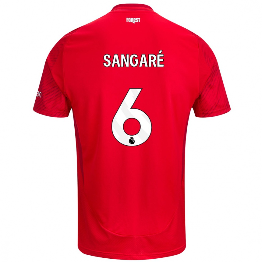 Kids Football Ibrahim Sangaré #6 Red White Home Jersey 2024/25 T-Shirt