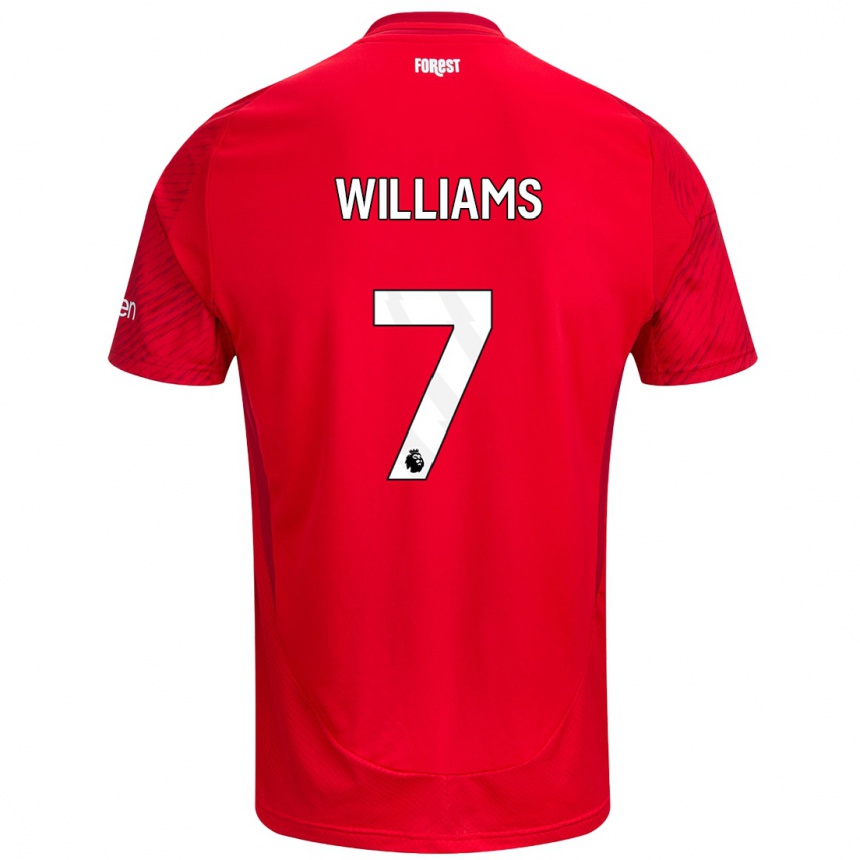 Kids Football Neco Williams #7 Red White Home Jersey 2024/25 T-Shirt