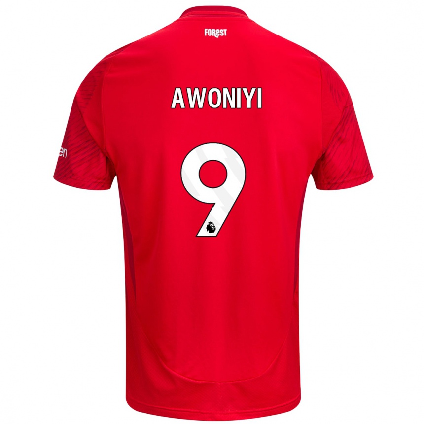 Kids Football Taiwo Awoniyi #9 Red White Home Jersey 2024/25 T-Shirt