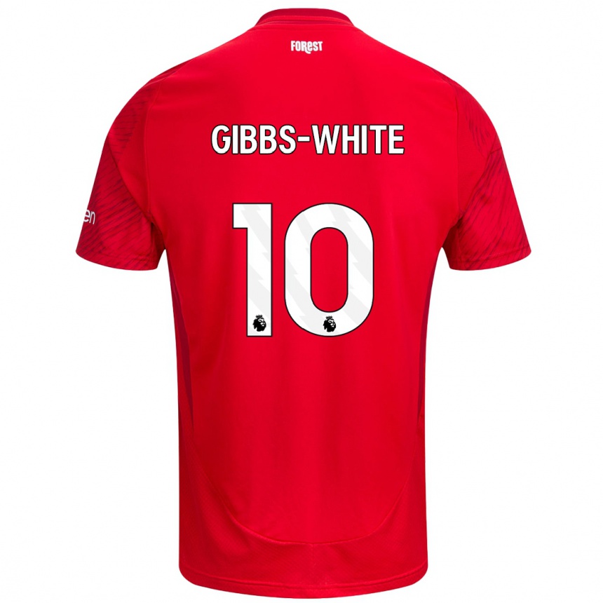 Kids Football Morgan Gibbs-White #10 Red White Home Jersey 2024/25 T-Shirt