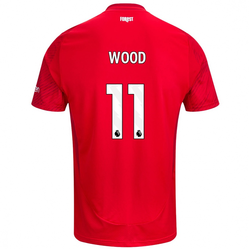 Kids Football Chris Wood #11 Red White Home Jersey 2024/25 T-Shirt