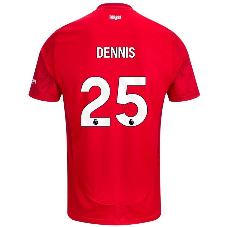 Kids Football Emmanuel Dennis #25 Red White Home Jersey 2024/25 T-Shirt