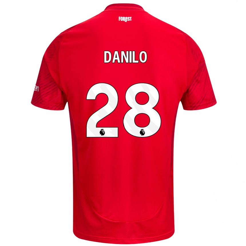 Kids Football Danilo #28 Red White Home Jersey 2024/25 T-Shirt