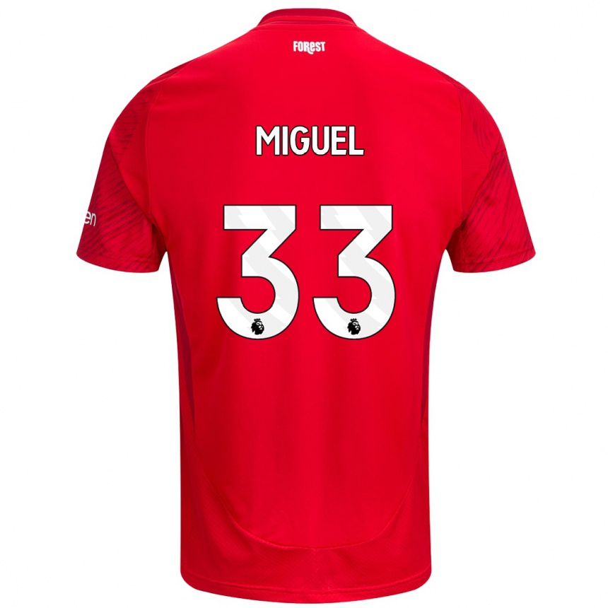 Kids Football Carlos Miguel #33 Red White Home Jersey 2024/25 T-Shirt