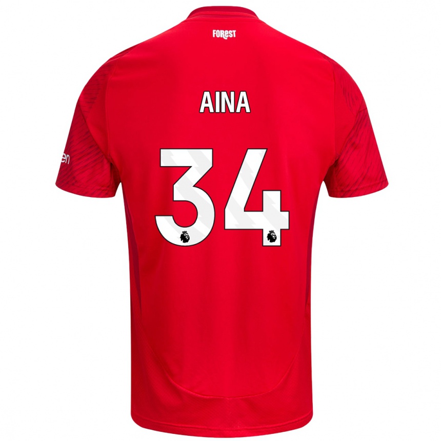 Kids Football Ola Aina #34 Red White Home Jersey 2024/25 T-Shirt