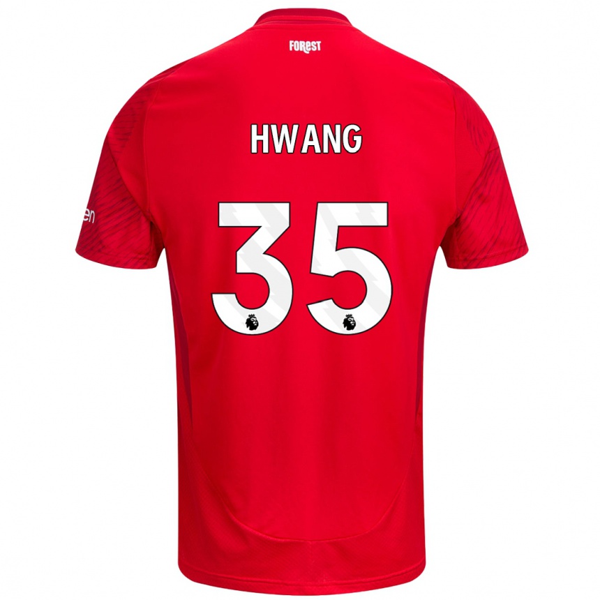 Kids Football Ui-Jo Hwang #35 Red White Home Jersey 2024/25 T-Shirt