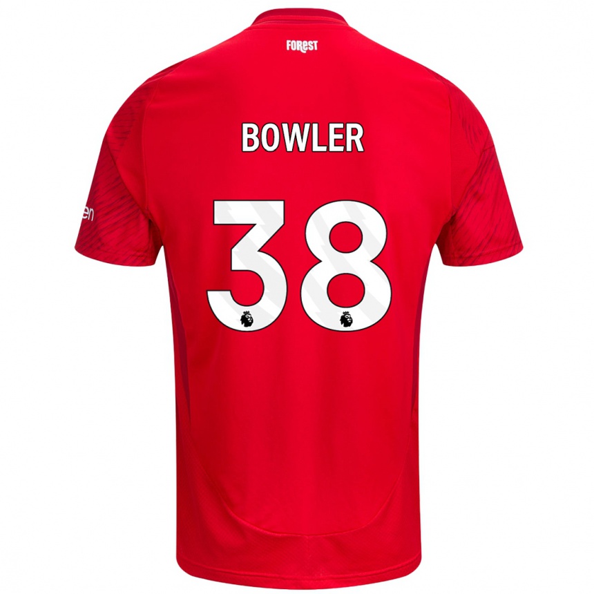 Kids Football Josh Bowler #38 Red White Home Jersey 2024/25 T-Shirt