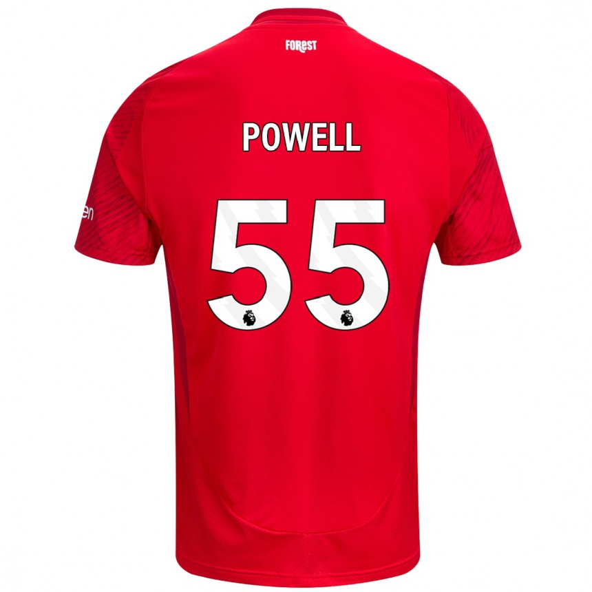 Kids Football Josh Powell #55 Red White Home Jersey 2024/25 T-Shirt