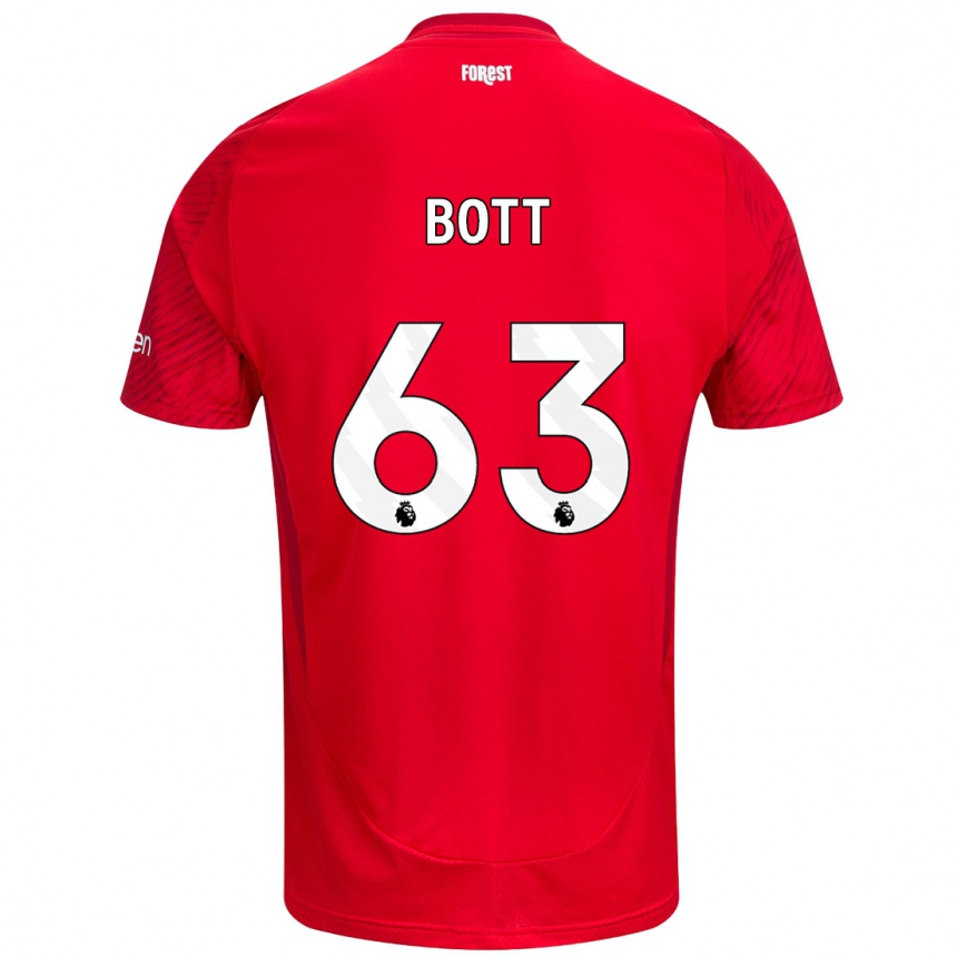 Kids Football Aaron Bott #63 Red White Home Jersey 2024/25 T-Shirt