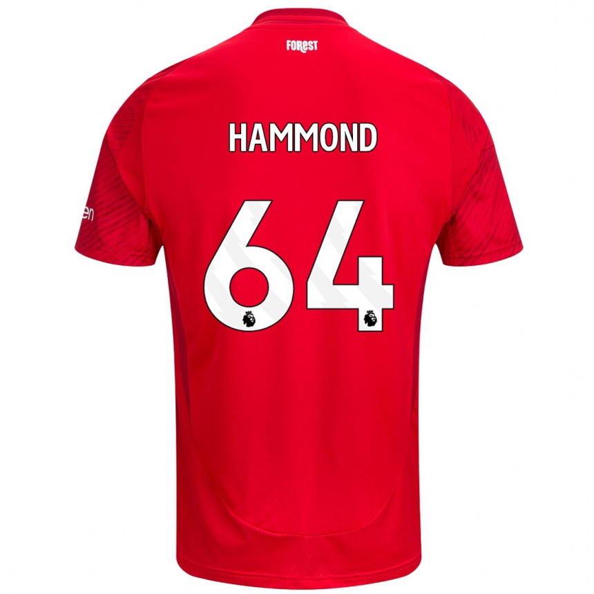 Kids Football Ben Hammond #64 Red White Home Jersey 2024/25 T-Shirt