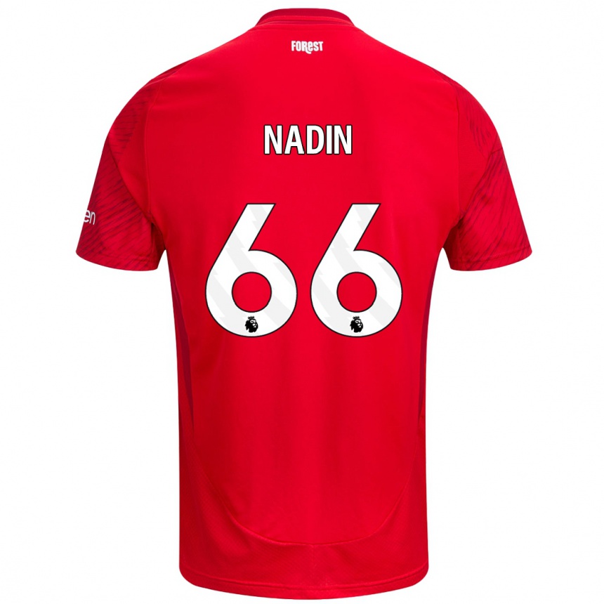 Kids Football Jack Nadin #66 Red White Home Jersey 2024/25 T-Shirt