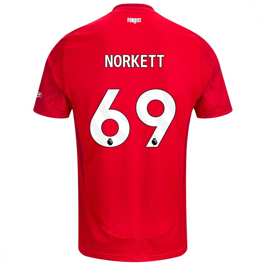 Kids Football Manni Norkett #69 Red White Home Jersey 2024/25 T-Shirt