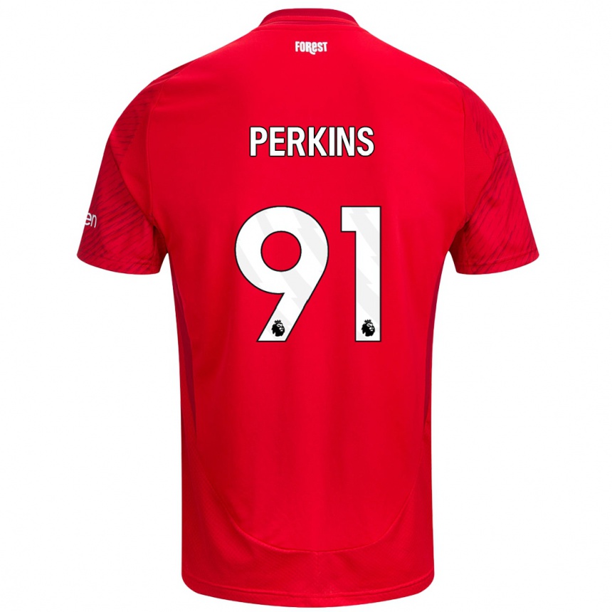 Kids Football Jack Perkins #91 Red White Home Jersey 2024/25 T-Shirt