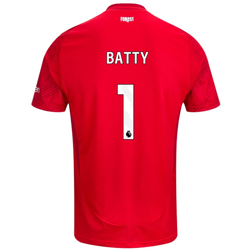 Kids Football Emily Batty #1 Red White Home Jersey 2024/25 T-Shirt