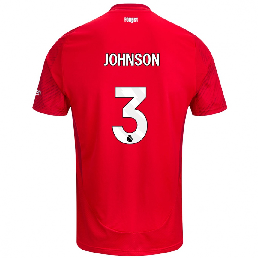 Kids Football Nat Johnson #3 Red White Home Jersey 2024/25 T-Shirt