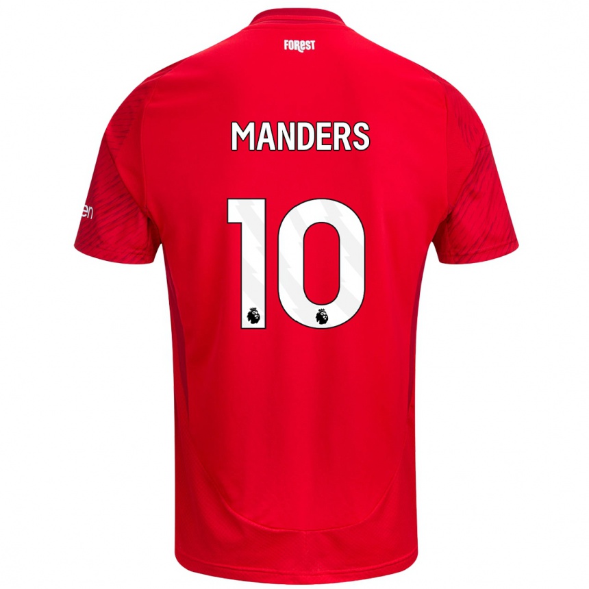 Kids Football Holly Manders #10 Red White Home Jersey 2024/25 T-Shirt