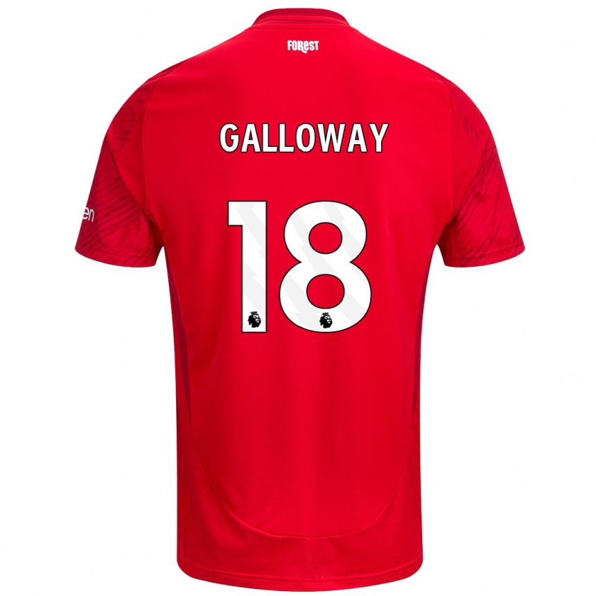 Kids Football Bridget Galloway #18 Red White Home Jersey 2024/25 T-Shirt