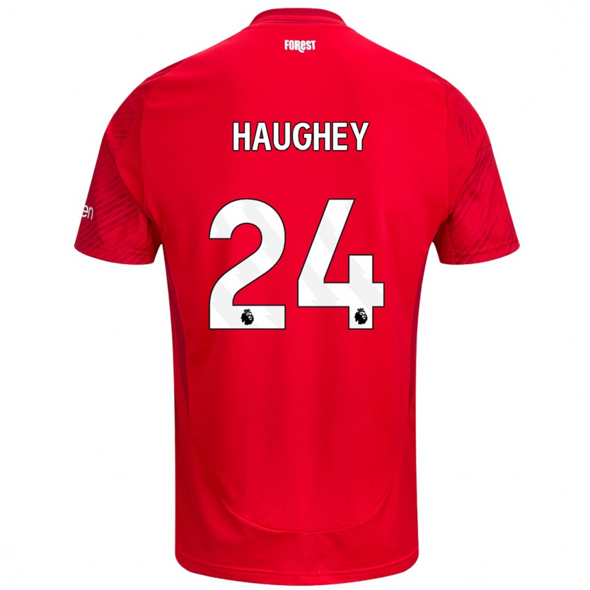 Kids Football Ella Haughey #24 Red White Home Jersey 2024/25 T-Shirt