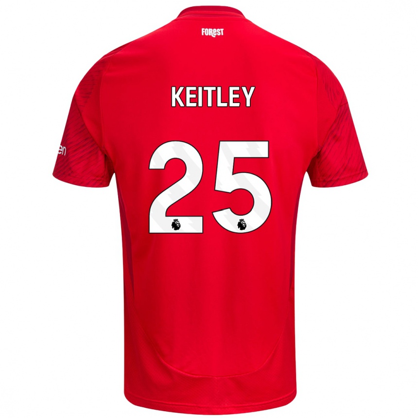 Kids Football Alice Keitley #25 Red White Home Jersey 2024/25 T-Shirt