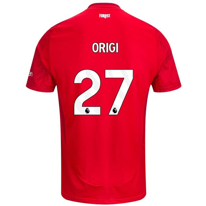 Kids Football Divock Origi #27 Red White Home Jersey 2024/25 T-Shirt