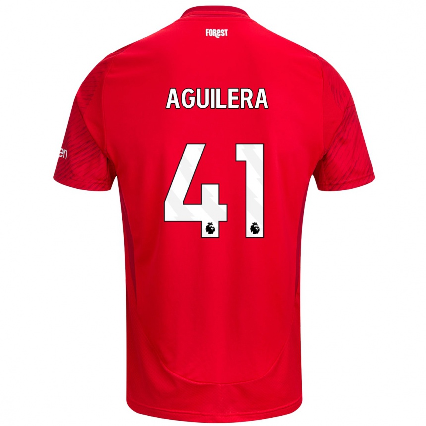 Kids Football Brandon Aguilera #41 Red White Home Jersey 2024/25 T-Shirt