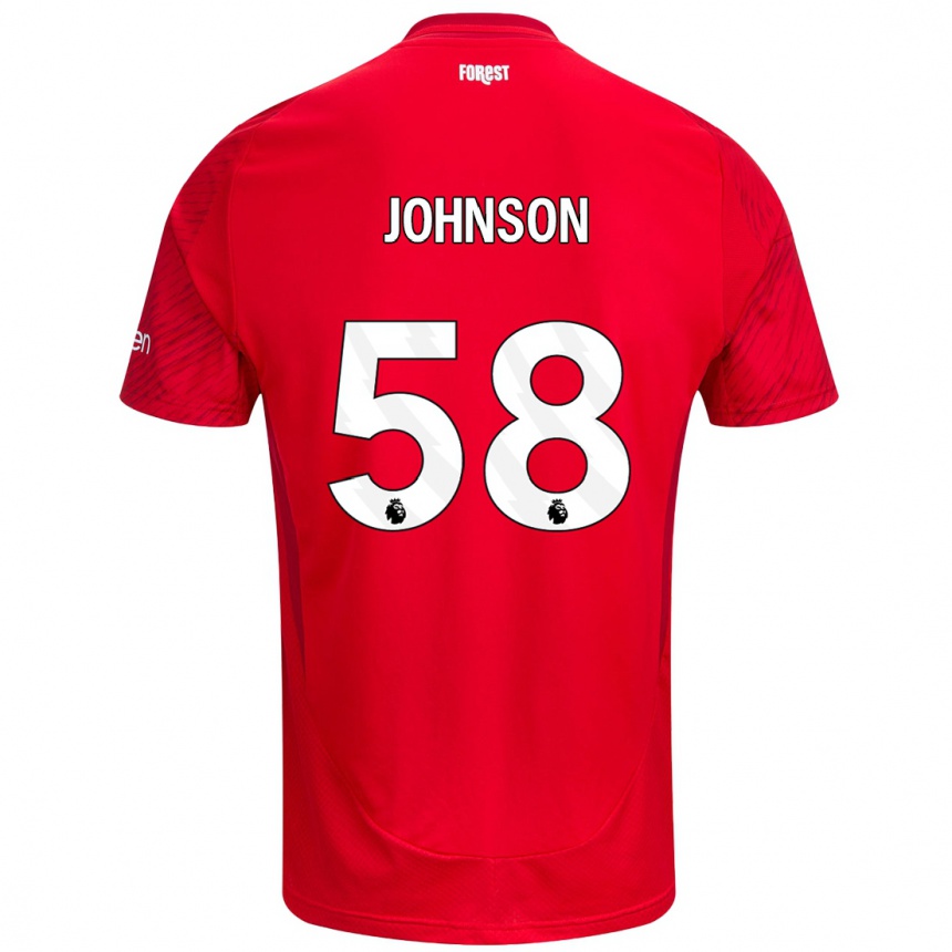 Kids Football Pharrell Johnson #58 Red White Home Jersey 2024/25 T-Shirt