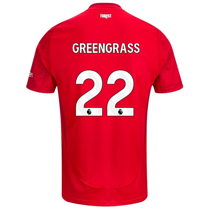 Kids Football Charlotte Greengrass #22 Red White Home Jersey 2024/25 T-Shirt